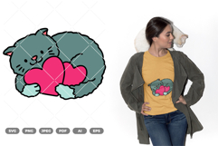 Cat and Heart Colored SVG &amp; Clipart Product Image 1