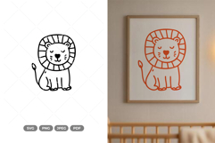 Cute Lion SVG &amp; Clipart - Nursery Doodle Product Image 1