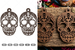 Sugar Skull Earrings SVG &amp; Clipart Product Image 1