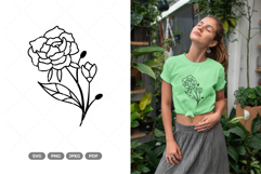 Peony Doodle SVG &amp; Clipart Product Image 1