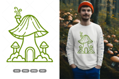 Mushroom House Doodle SVG &amp; Clipart Product Image 1