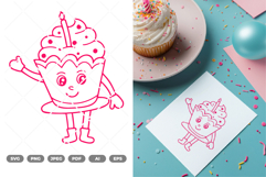 Birthday Cake Mascot SVG &amp; Clipart Product Image 1