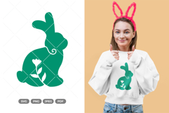 Floral Easter Bunny Silhouette SVG &amp; Clipart Product Image 1