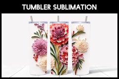 6 3D Carnations Flowers Tumbler Sublimation | Paper Quilling Product Image 5