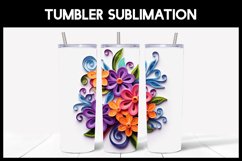 6 3D Vinca Flowers Tumbler Sublimation | Paper Quilling Product Image 5