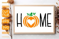 Home with a pumpkin SVG,Autumn cut file, door sign svg Product Image 1