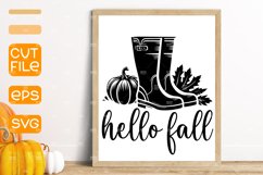 Hello Fall SVG,Autumn cut file, Door Sign Fall SVG Product Image 1