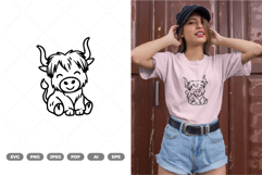 Kawaii Highland Cow SVG &amp; Clipart Product Image 1