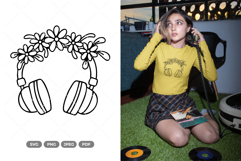 Floral Headphone SVG &amp; Clipart Product Image 1