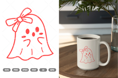 Cute Ghost with Bow SVG &amp; Clipart Product Image 1