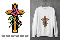 Floral Cross Colored SVG &amp; Clipart Product Image 1