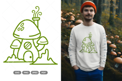 Mushroom House Doodle SVG &amp; Clipart Product Image 1