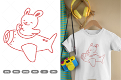 Rabbit on Airplane SVG &amp; Clipart Product Image 1