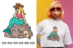Mermaid Cowgirl Colored SVG &amp; Clipart Product Image 1