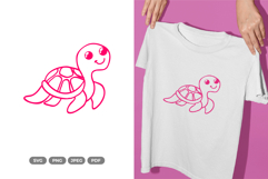 Kawaii Sea Turtle SVG &amp; Clipart - Sea Animal Cut File Product Image 1
