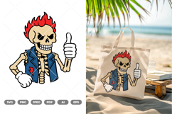 Thumbs Up Skull Colored SVG &amp; Clipart Product Image 1