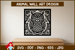 Owl Wall Art SVG, Woodland Animal Papercut Design Product Image 1