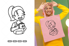 Girl Cartoon Doodle SVG &amp; Clipart Product Image 1