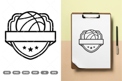 Basketball Badge SVG &amp; Clipart Product Image 1