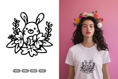 Rabbit and Flowers SVG &amp; Clipart Product Image 1