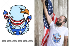 Fourth of July Eagle Colored SVG &amp; Clipart Product Image 1