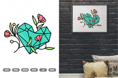 Floral Diamond Colored SVG &amp; Clipart Product Image 1