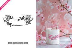 Floral Ribbon SVG &amp; Clipart - Ribbon Border Product Image 1