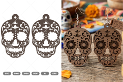 Sugar Skull Earrings SVG &amp; Clipart Product Image 1