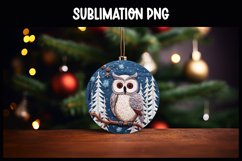 3D Owl Christmas Ornament Round Sign I Winter Round Sign Product Image 1