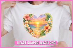 8 Heart Shaped Beach Watercolor Clipart I Valentine PNG Product Image 7