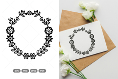 Scandinavian Floral Wreath SVG &amp; Clipart Product Image 1
