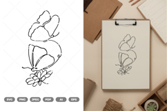Minimalism Monoline Butterflies SVG &amp; Clipart Product Image 1