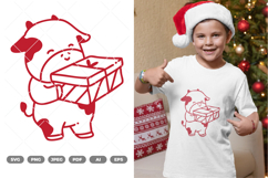 Kawaii Christmas Cow SVG &amp; Clipart Product Image 1