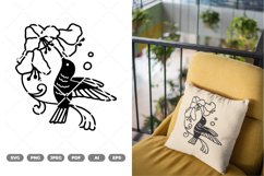 Colibri and Flower SVG &amp; Clipart Product Image 1