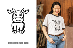 Kawaii Cow SVG &amp; Clipart - Sitting Cow Product Image 1