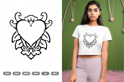 Floral Heart Tattoo SVG &amp; Clipart Product Image 1