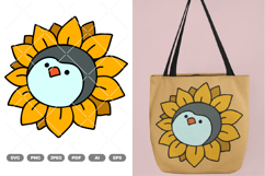 Penguin with Sunflower Head Colored SVG &amp; Clipart Product Image 1