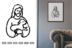 Monoline Jesus SVG &amp; Clipart Product Image 1