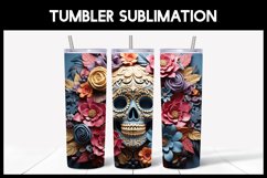 3D Skulls with Flowers Tumbler Sublimation |3D Halloween II Product Image 6