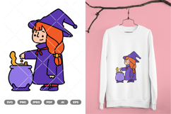 Cute Witch Colored SVG &amp; Clipart Product Image 1