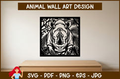 Rhino Wall Art SVG, Woodland Animal Papercut Design Product Image 1