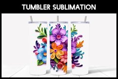 6 3D Vinca Flowers Tumbler Sublimation | Paper Quilling Product Image 6