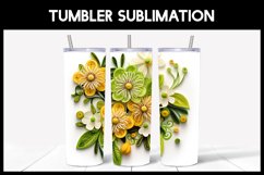 6 3D Kiwi Flowers Tumbler Sublimation | Paper Quilling Product Image 6