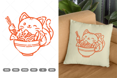 Cat Eating Ramen SVG &amp; Clipart Product Image 1