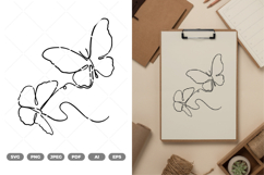 Minimalism Monoline Butterflies SVG &amp; Clipart Product Image 1