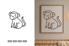 Cute Monkey SVG &amp; Clipart - Nursery Doodle Product Image 1