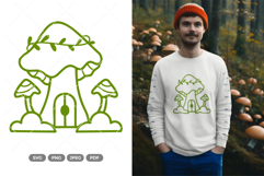 Mushroom House Doodle SVG &amp; Clipart Product Image 1