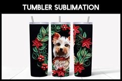 6 3D Christmas Yorkie Dog Tumbler Sublimation | 3D Tumbler Product Image 7