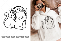 Cat Enjoying Music SVG &amp; Clipart Product Image 1
