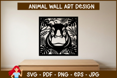 Hippo Wall Art SVG, Woodland Animal Papercut Design Product Image 1